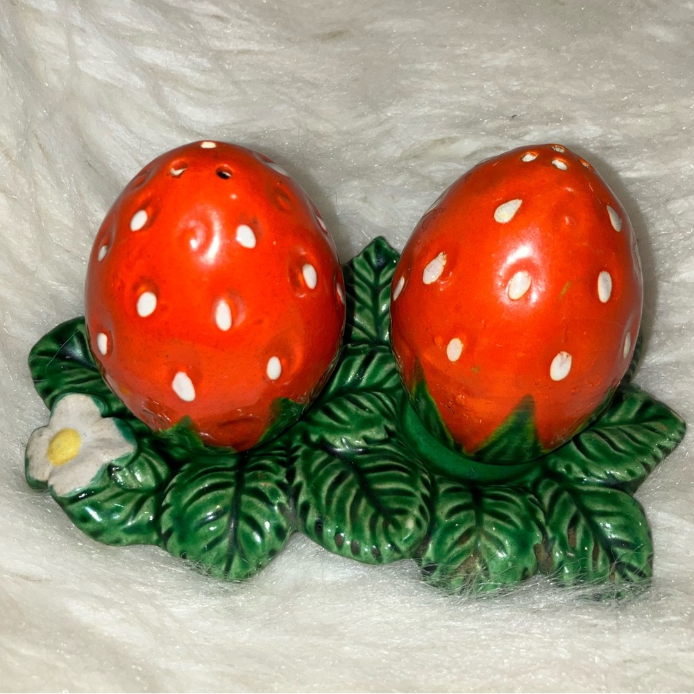 Vintage Strawberry Salt and Pepper Shakers